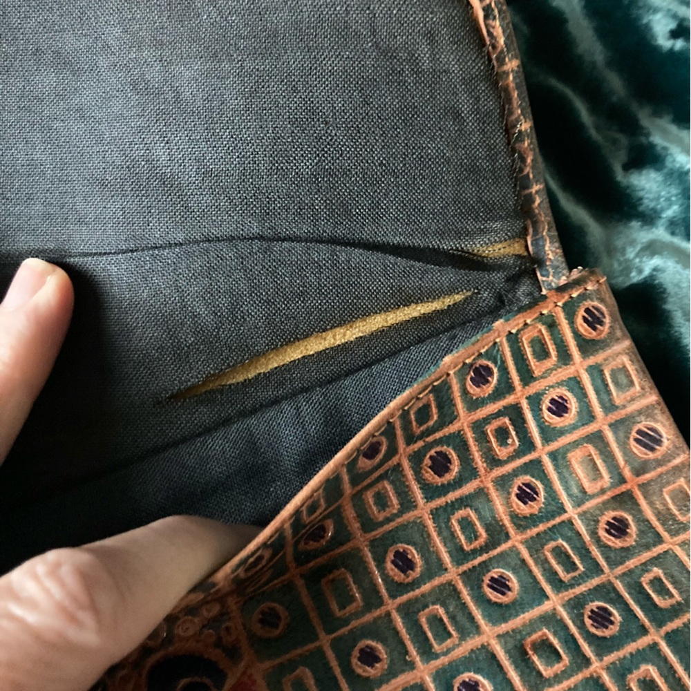 Vintage Huge Tooled Leather Patchwork Envelope Cl… - image 6